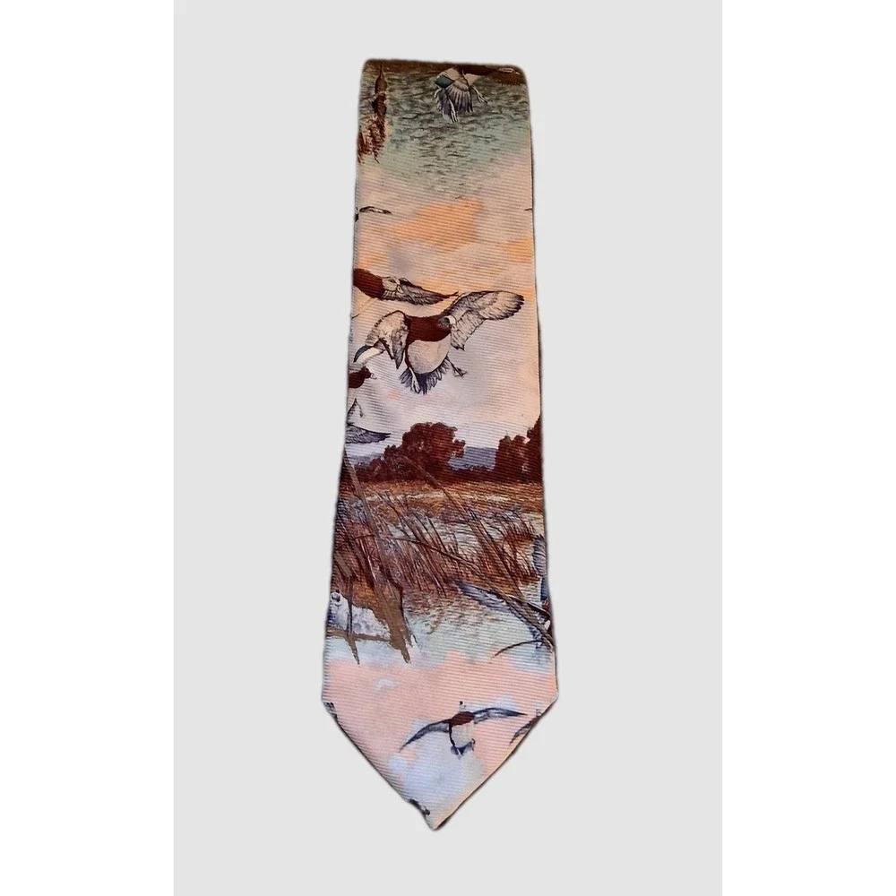 Robert Talbott Tie Men's Silk Mallard Duck Hunting Necktie Hand Sewn Made Italy